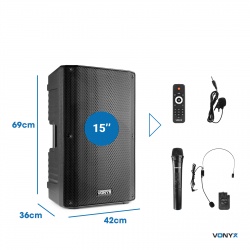 Kolumna mobilna 1000W VSA700-BP 15" Combi z mikrofonami 