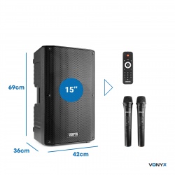 Kolumna mobilna PORT VSA700 15" Vonyx dwa mikrofony bezprzewodowe