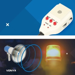 Megafon 60W MEG060 Vonyx syrena odtwarzanie muzyki z torbą i akumulatorem