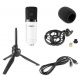 Mikrofon studyjny USB Vonyx CM300 statyw stołowy czarny biały srebrny
