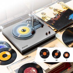 Gramofon z głośnikami RP165G Bluetooth RCA klocki szary