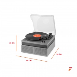 Gramofon z głośnikami RP165G Bluetooth RCA klocki szary