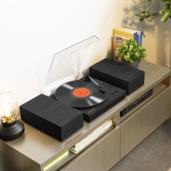 Gramofon z głośnikami RP165B Bluetooth RCA czarny drewniany