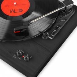 Gramofon z głośnikami RP165B Bluetooth RCA czarny drewniany