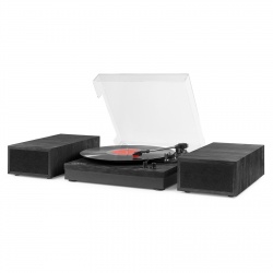 Gramofon z głośnikami RP165B Bluetooth RCA czarny drewniany