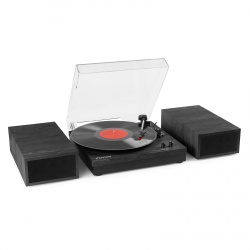 Gramofon z głośnikami RP165B Bluetooth RCA czarny drewniany