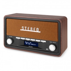 Przenośne radio Audizio Foggia stereo z budzikiem DAB+ FM brązowe szare