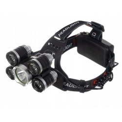Latarka czołowa lampka jasna dioda 5 LED Cree T6 mocna