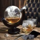 Karafka do Whisky Globus 2 Szklanki Podkładki Szczypce Kostki 850 ml