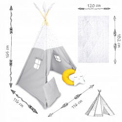 Namiot tipi dla dzieci poduszki Nukido NK-406 jasno szary