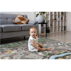 Mata piankowa 200 x 180 x 1 cm składana Nukido NK-340 ziemia-pociąg