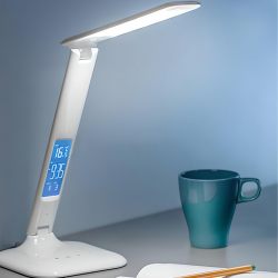 Lampka biurkowa LED z wyświetlaczem termometrem zegar budzik