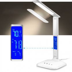 Lampka biurkowa LED z wyświetlaczem termometrem zegar budzik