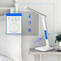 Lampka biurkowa LED z wyświetlaczem termometrem zegar budzik