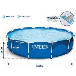 Basen ogrodowy stelażowy 366x76 cm z wyposażeniem 15w1 Intex 28212