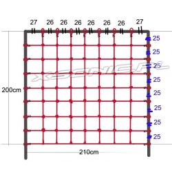 Siatka linowa do wspinaczki na plac zabaw 200 x 210 cm z zaczepami do zawieszenia