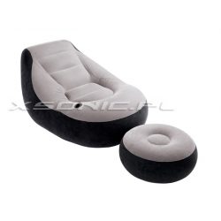 Welurowy fotel dmuchany z podnóżkiem 130 x 99 x 76 cm INTEX 68564