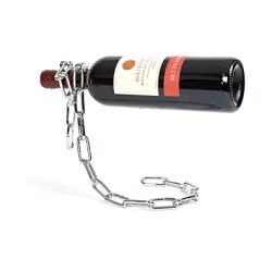Łańcuchowy stojak na butelkę wino lewitująca butelka owinięta łańcuchem