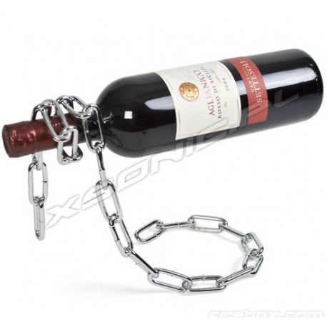 Łańcuchowy stojak na butelkę wino lewitująca butelka owinięta łańcuchem