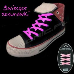 Świecące sznurówki w ciemności różowe zielone białe para