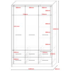 Duża szafa garderoba do sypialni MAJKA 3D6S 120cm dąb Craft sonoma