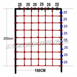 Siatka linowa do wspinaczki zakończona mocowaniem na plac zabaw rozmiar 200 x 150 cm S-HOOK