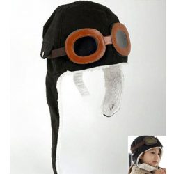 Czapka pilotka dziecięca ciepła z okularami na zimę dla dzieci zakrywająca uszy