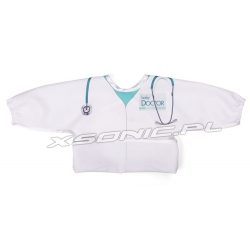 Baby doctor śliniak z rękawami jak fartuch lekarski z ramką do robienia zdjęć
