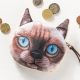 Saszetka na drobiazgi portfelik efekt 3D kotek z niebieskimi oczami