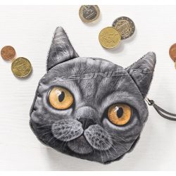 Portmonetka dla dzieci kobiet damska saszetka portfelik 3D szary kotek