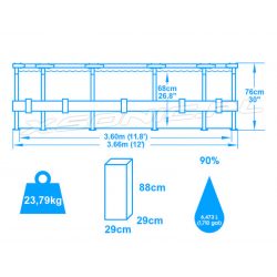 Basen na stelażu 366 x 76 cm ogrodowy 7w1 z pompą i filtrem Bestway 56681