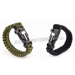 Bransoletka survivalowa paracord 3w1 ostrze krzesiwo pleciona biżuteria czarny zielony