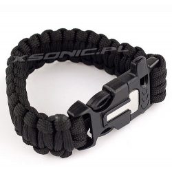 Bransoletka survivalowa paracord 3w1 ostrze krzesiwo pleciona biżuteria czarny zielony