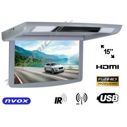 Monitor podwieszany marki NVOX z matrycą LED o przekątnej 15 cali FULL HD automatyczne otwiera i zamyka ekran transmiter FM IR