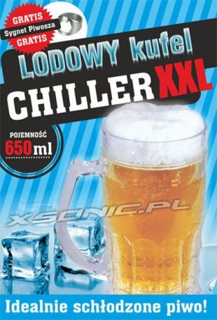 Lodowy kufel na piwo XXL CHILLER 650 ml do mrożenia + Prezent sygnet piwosza