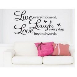Naklejka dekoracyjna na ścianę czarny napis LIVE LAUGHT LOVE