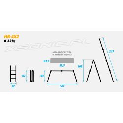 Drabina pzegubowa - platforma 4x2 aluminiowa