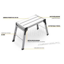 Aluminiowa platforma robocza podest składany 75 x 30 cm do domu i ogrodu
