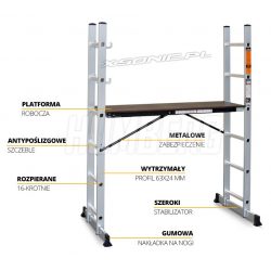 Rusztowanie aluminiowe 5w1 z opcją drabiny 2x7