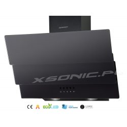 Okap kuchenny kominowy 60 cm czarny Berdsen BT-212 LED oświetlenie szklany front