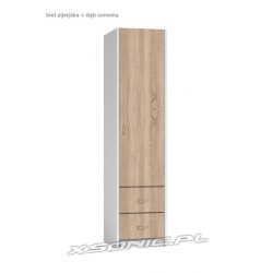 Szafa OLKA 40cm szerokości słupek z szufladami i drążkiem na ubrania wiszące
