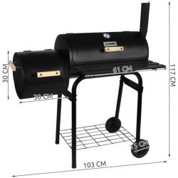 Grill ogrodowy z wędzarnią i termometrem 2 ruszty i komin