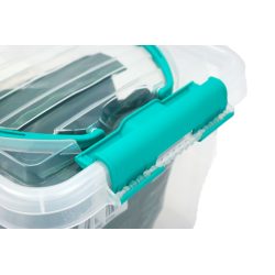 Prostokątny duży pojemnik plastikowy 5L zamykany MULTIBOX na klipsy z rączkami