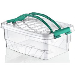 Prostokątny duży pojemnik plastikowy 5L zamykany MULTIBOX na klipsy z rączkami
