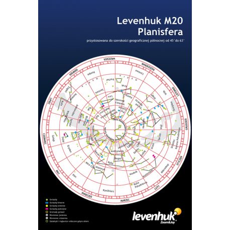 Duża planisfera Levenhuk M20 w języku polskim 21 x 31 cm obrotowa mapa nieba