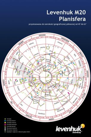 Duża planisfera Levenhuk M20 w języku polskim 21 x 31 cm obrotowa mapa nieba