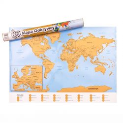 Mapa odkrywcy podróżnika mapa świata zdrapka opisy miejsc wskazówki