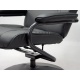 Fotel wypoczynkowy ekoskóry z podnóżkiem inspirowany fotelami lotniczymi