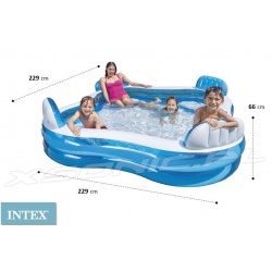 Basen dmuchany z siedzeniami 229 x 229 x 66cm 4 fotele dmuchane 56475 Intex