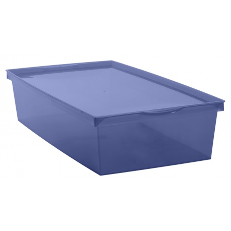 Pojemnik plastikowy 6L EDA płaski pudełko zamykane na dokumenty Crystaline niebieski
